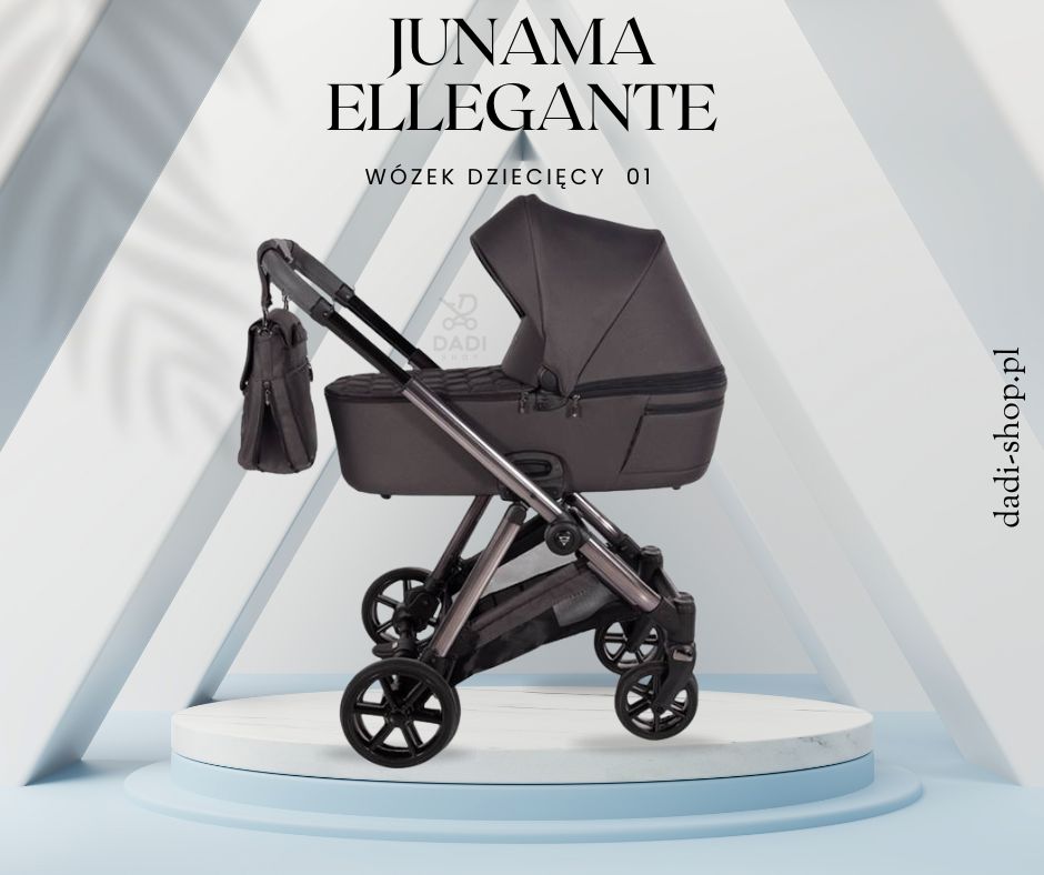 Wózek Junama Ellegante w ciemnym szaro-grafitowym kolorze (01) – nowoczesna prezentacja modelu w eleganckim stylu na Dadi-Shop.