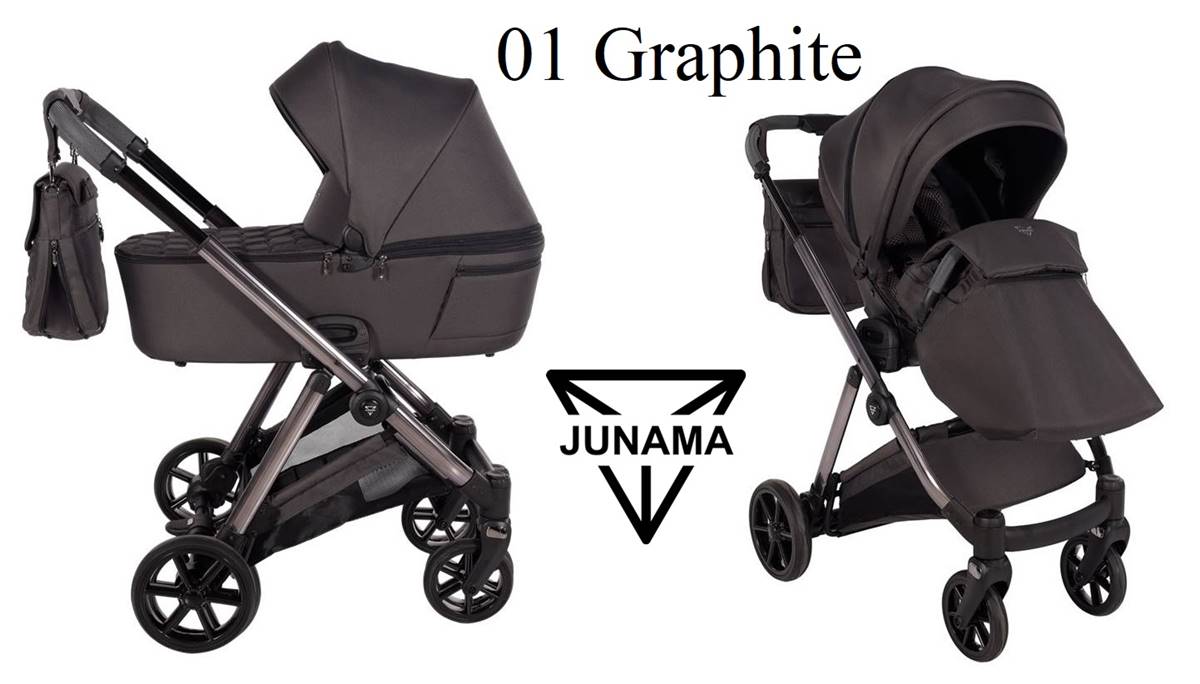 junama ellegante wózek 2w1 01 Graphite  – wielofunkcyjny wózek dziecięcy z gondolą i spacerówką, kolor 02, dostępny w sklepie Dadi-Shop