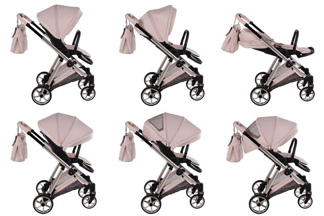 Prezentacja wózka 3w1 spacerowego Junama Ellegante 05 Pink – funkcjonalny i stylowy stroller dostępny w Dadi-Shop.