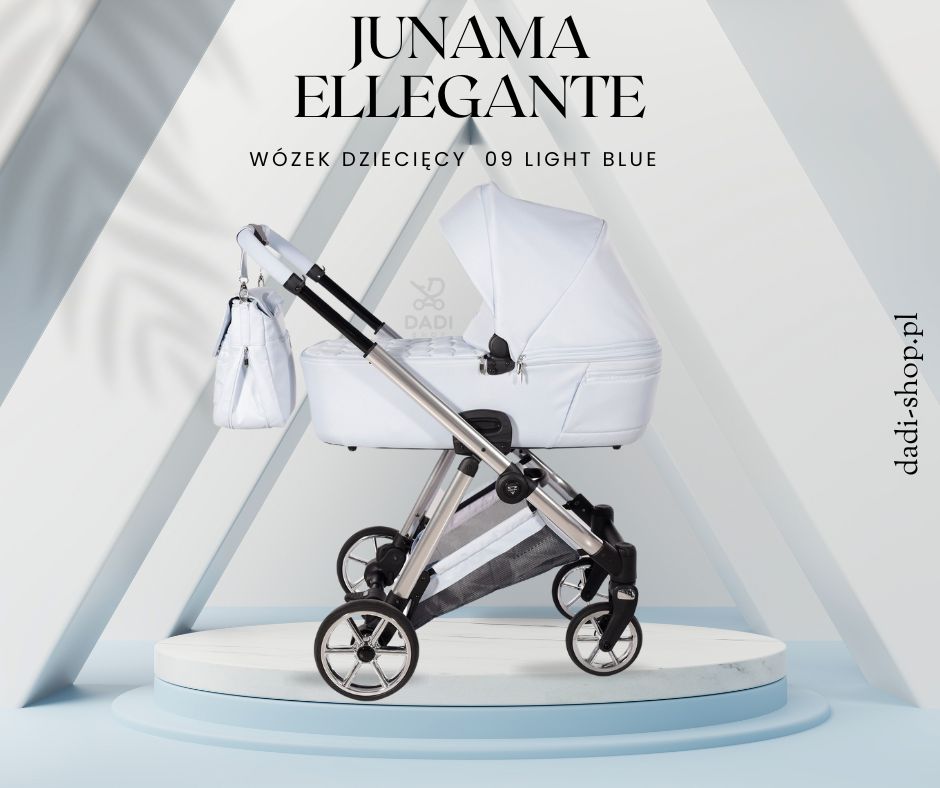 Light blue pram – Junama Elegance 09, multifunctional baby stroller available at Dadi-Shop.