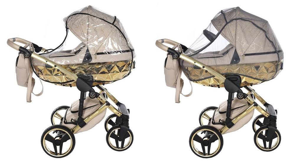 Folia i moskitiera na gondoli Junama Heart beige – ochrona i komfort dla dziecka