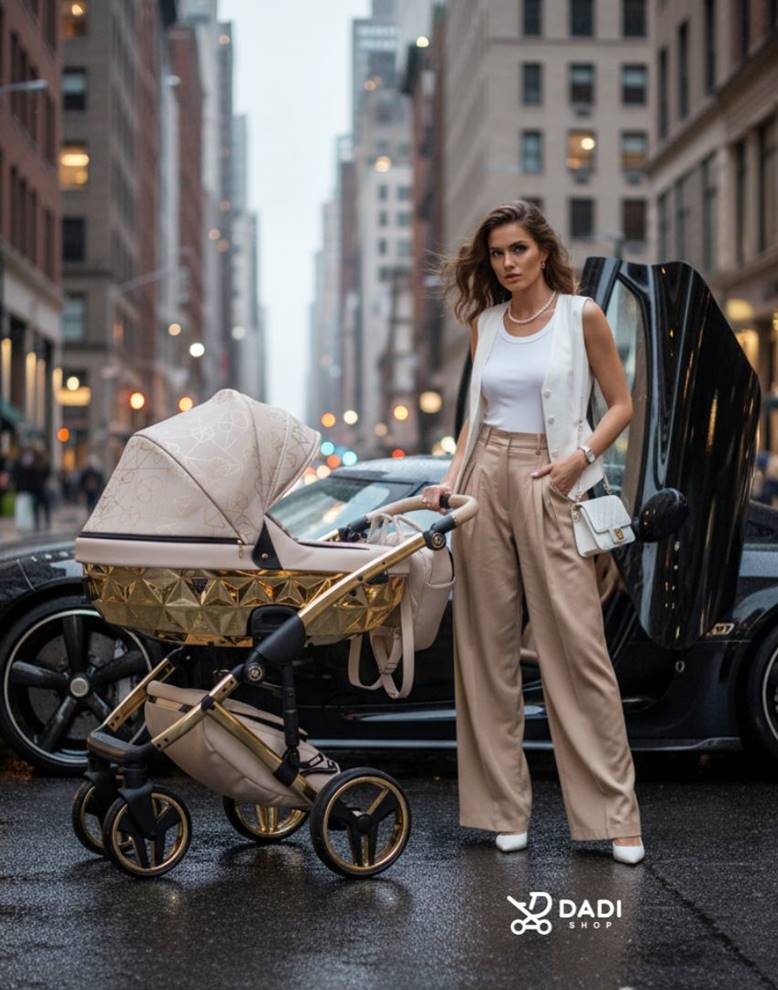 Junama Heart 07 beżowy – luksusowy wózek dziecięcy 2w1/3w1/4w1, plener NYC, Beige Pram, Dadi Shop