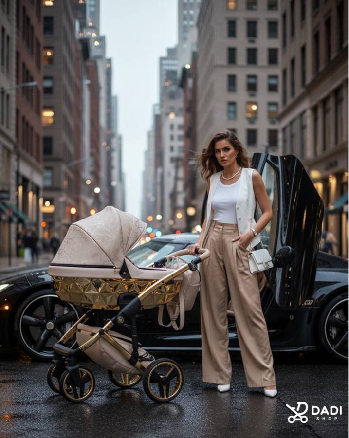 Luksusowy wózek dziecięcy Junama Heart – sesja miejska, elegancki design i funkcjonalność, Dadi-Shop