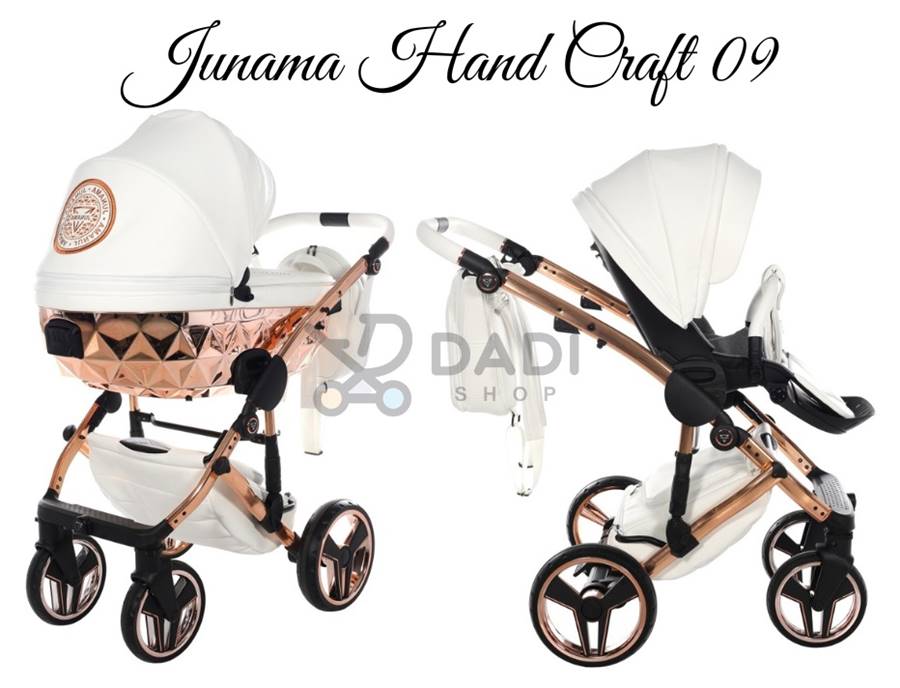 junama hand craft 09 biało miedziany wózek