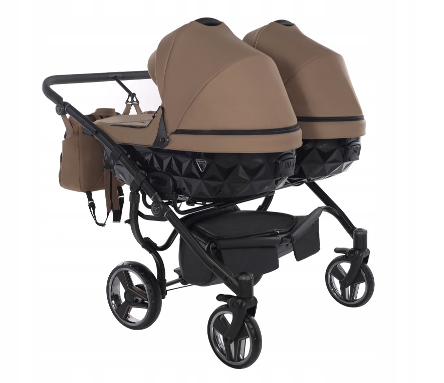Junama Basic Duo – wózek dla bliźniąt w kolorze 04 beżowym z gondolami.