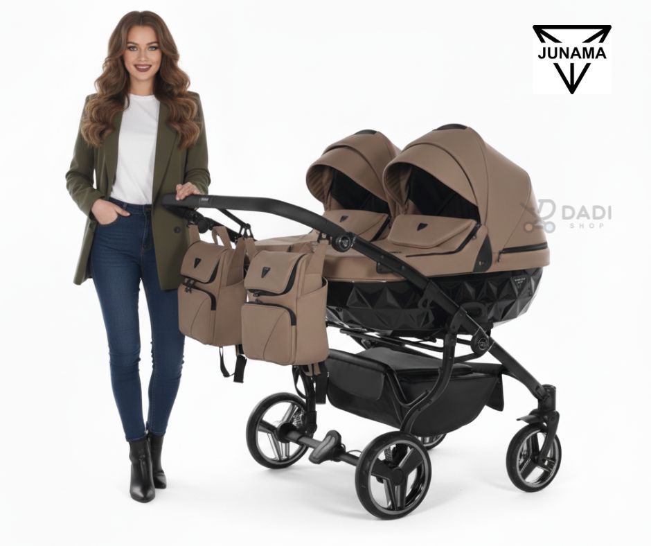 junama diamond duo basic 04 beige double pram for twins , dadi shop