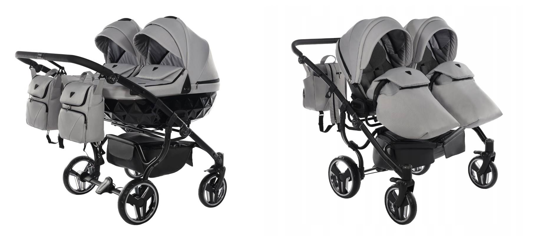 gondole i spacerówki w wózku bliźniaczym junama basic duo 2w1 06