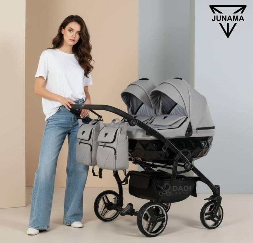Junama Duo Basic Diamond wozek blizniaczy 3w1 jeden obok drugiego kolor 06 funkcjonalny aluminiowy