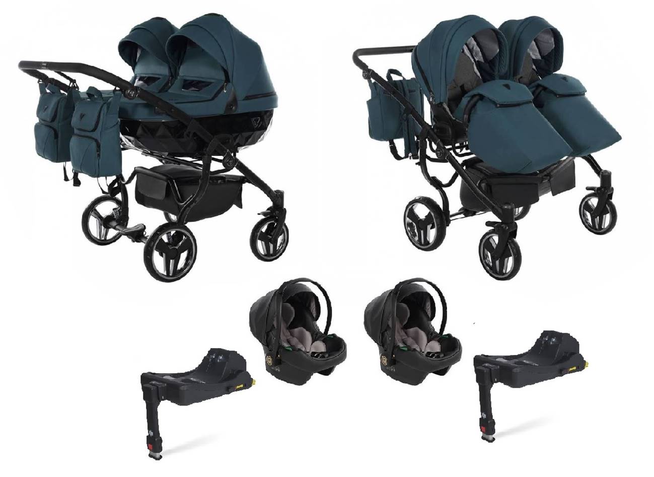 Junama Basic Duo 4w1 z fotelikami i bazami isofix kolor 02 green
