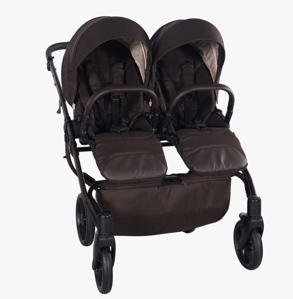 JUNAMA DUO V4 2w1 Chocolate – podwójna spacerówka obok siebie, komfort i stabilność jazdy