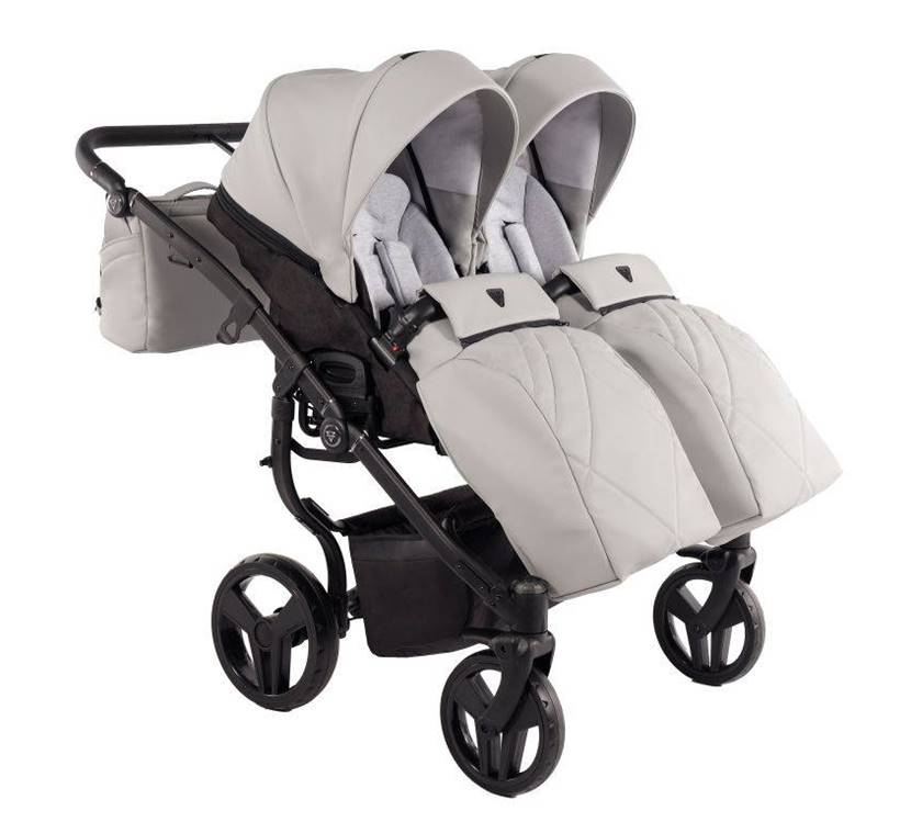 Spacerówki Junama Duo V3 Eco 01 Szary – komfortowe dla dwójki dzieci.