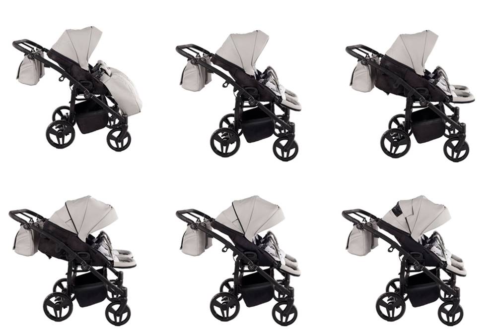 Junama Duo V3 Eco 01 Grey – spacerówka z regulowanym oparciem i rozkładanym daszkiem, wózek bliźniaczy