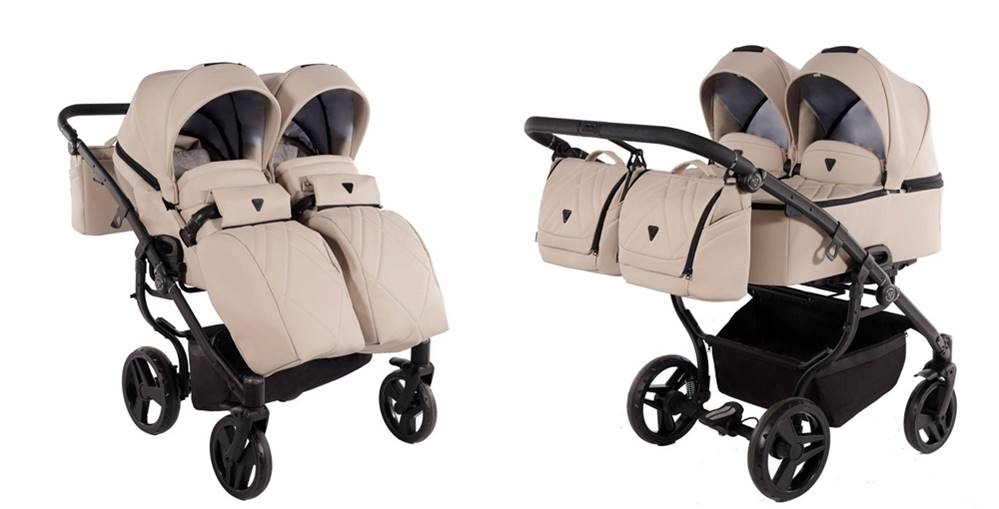 Wózek bliźniaczy 2w1 Junama Duo V3 Eco – spacerówki i gondole w komplecie