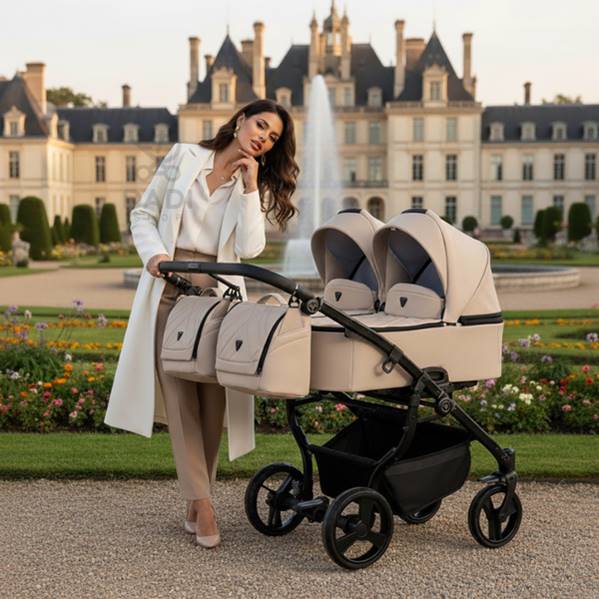 Junama Duo V3 Eco wózek dla bliźniaków 2w1, elegancki i praktyczny. dadi-shop
