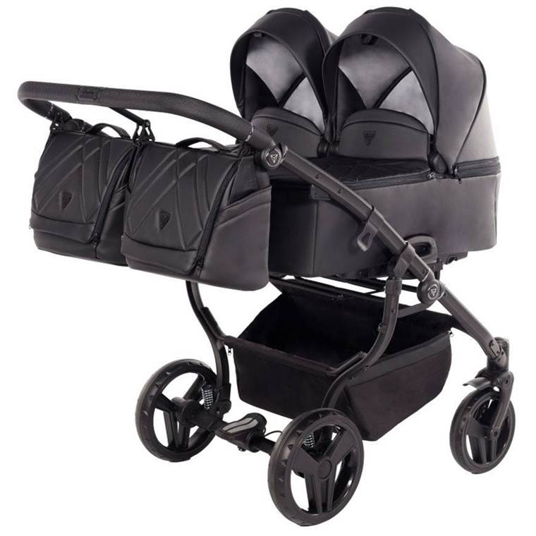 Junama Duo V3 Eco 03 czarny wózek bliźniaczy gondole 2w1. dadi-shop