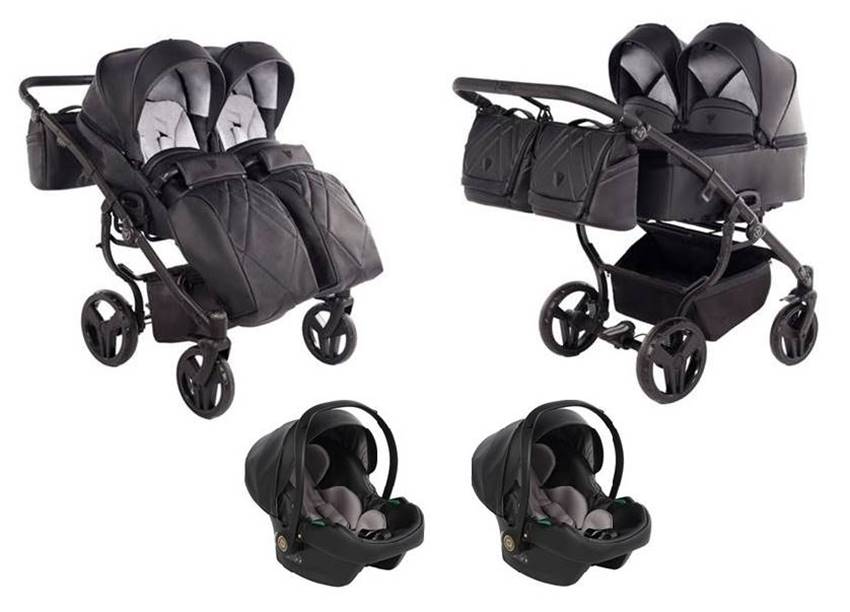 junama duo v3 eco 03 czarny wozek blizniaczy 3w1 zestaw z fotelikami avionaut cosmo dadi shop