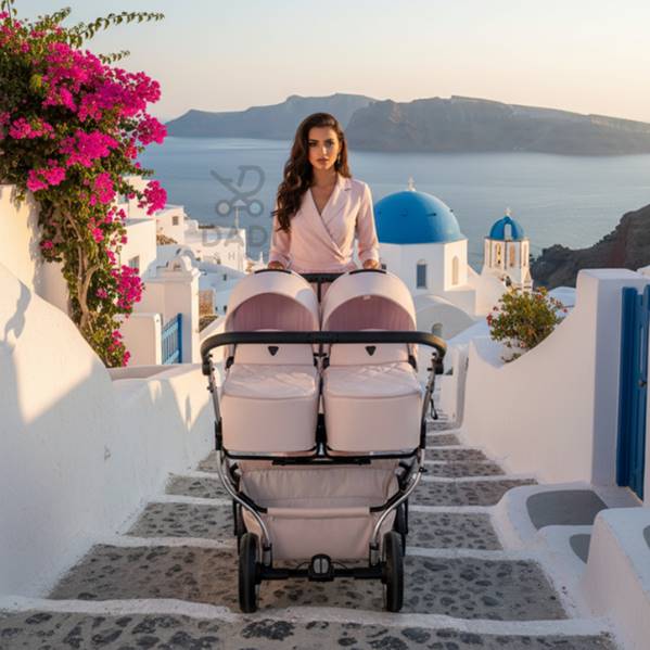 Wózek z dwoma gondolami podczas pleneru  Grecji.