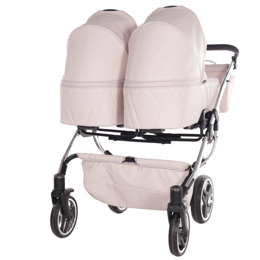 wielofunkcyjny wózek bliźniaczy junama duo v3 04 pudrowy róż gondole, dadi-shop