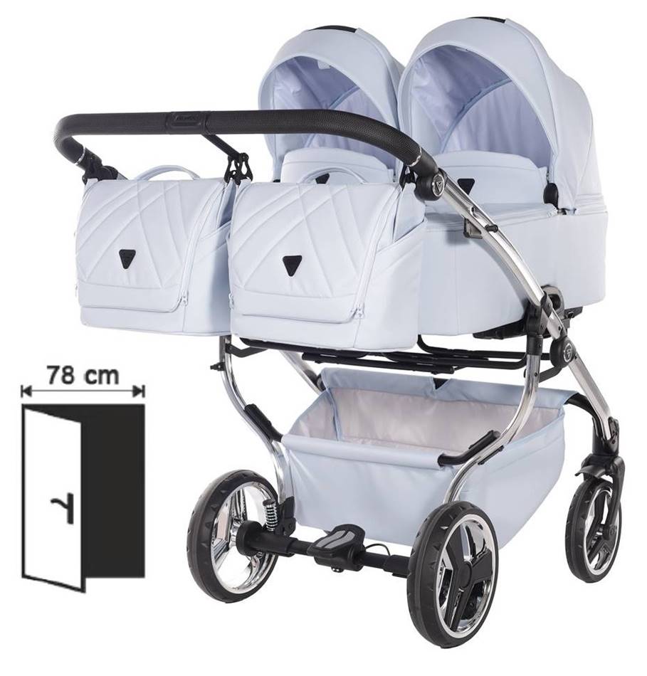 Wózek podwójny Junama Duo V3 Eco 05 Blue – elegancki i funkcjonalny wózek dla dwójki dzieci, model bliźniaczy
