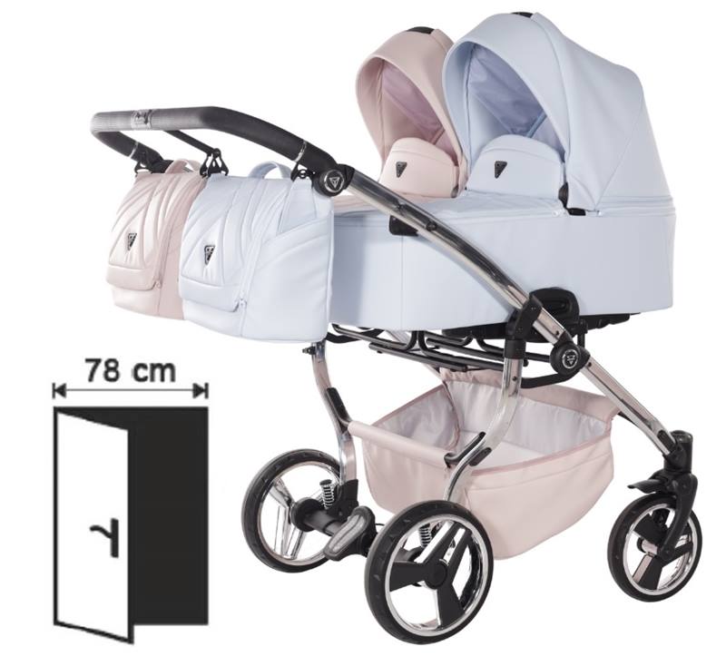 Zestaw Junama Duo V3 Eco 2w1 z ekoskórą, kompaktowa konstrukcja o szerokości 78 cm.