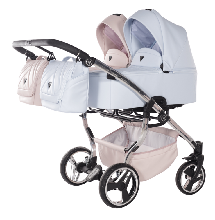 Gondola wózka bliźniaczego Junama Duo V3 Eco 3w1 pastelowy  mix róż i błękit – studio