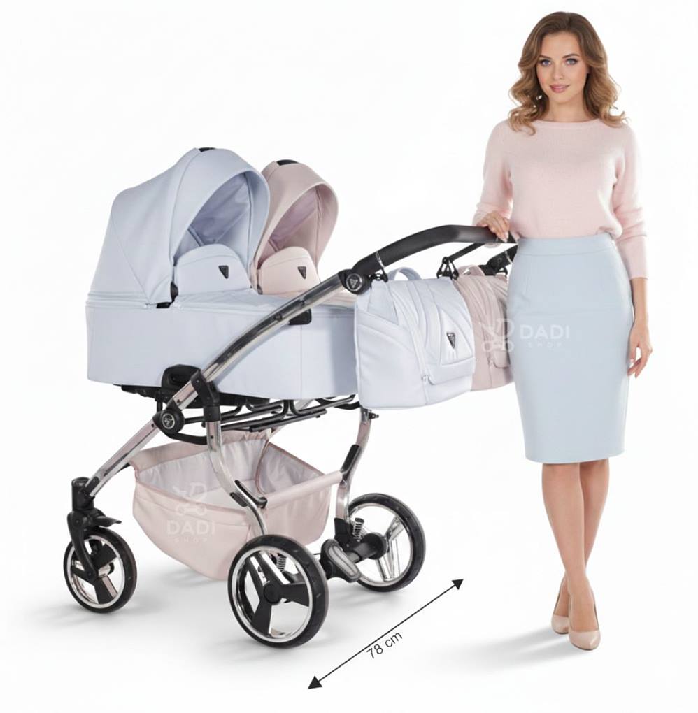 Junama Duo V3 Eco 4w1 – sesja studyjna, szerokość tylko 78 cm, kompaktowe wymiary.