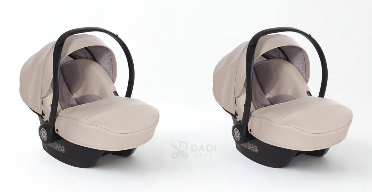 Lekki polski fotelik Avionaut Cosmo i-Size dopasowany kolorystycznie do wózka Junama Space Duo Latte.