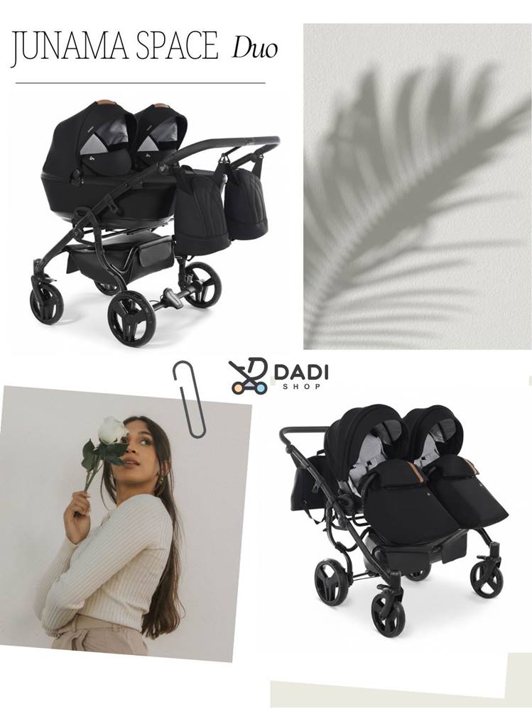 Przestronne gondole w wózku bliźniaczym Junama Space Duo.