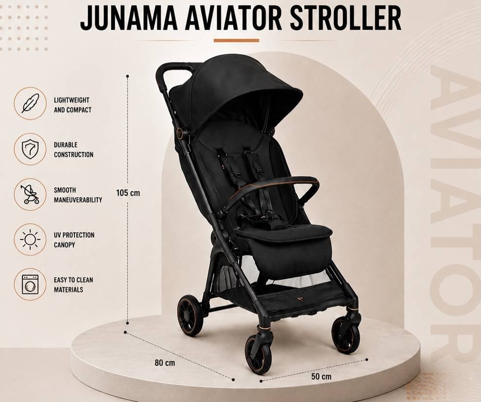 JUNAMA AVIATOR Carbon Black ultralekki wózek spacerowy o wadze 4,9 kg