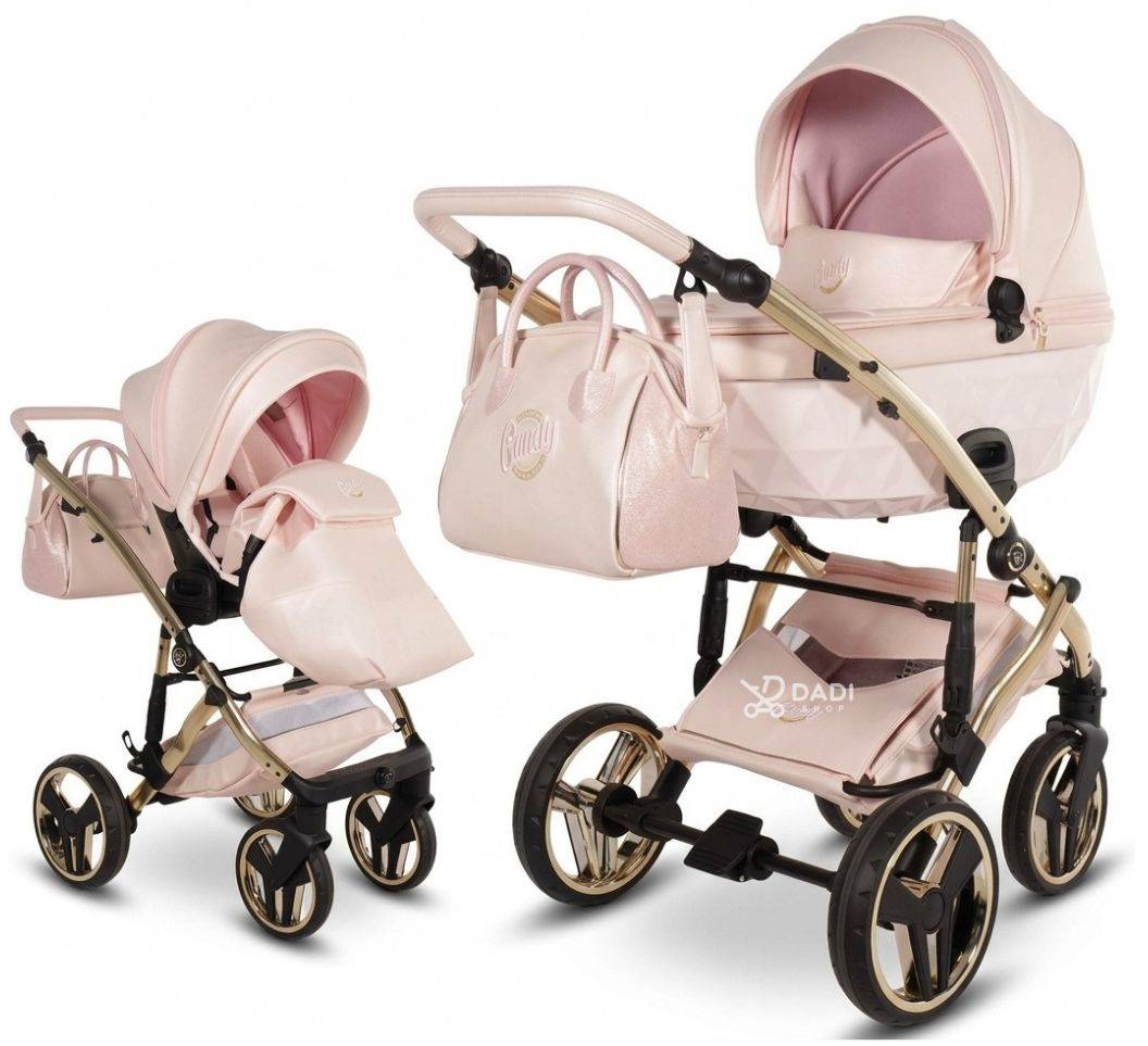 Wózek 2w1 Junama Candy Premium 01 w kolorze 01 Pearl – gondola i spacerówka
