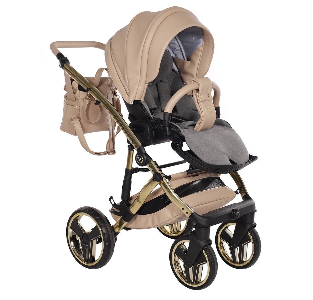 Spacerówka Junama Candy Premium z regulowanym oparciem, podnóżkiem, 5-punktowymi pasami bezpieczeństwa, wodoodporną tkaniną oraz obszerną budką z UV50+ ochroną