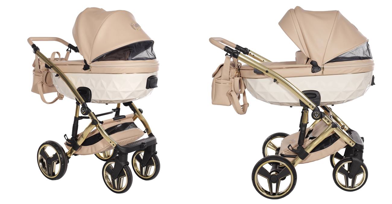 Beżowy wózek dziecięcy Junama Candy Premium 3w1 z wentylacją w gondoli – elegancki, funkcjonalny i komfortowy, prezentowany w Dadi-Shop.