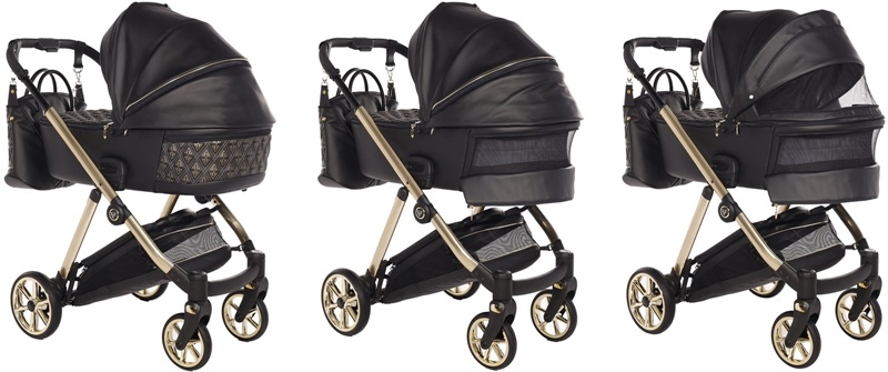 Prezentacja okienek wentylacyjnych w gondoli wózka Junama Ellegante Art Deco 06 Black.