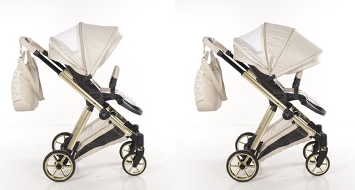 Junama Ellegante 02 Beige 2w1. Spacerówka z zaawansowanym systemem wentylacji. Stylowy wózek o luksusowym wyglądzie. Lekka aluminiowa rama, amortyzacja i żelowe koła. Idealny wózek dla dziecka.