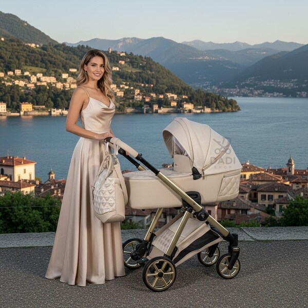 Wózek 2w1 Junama Ellegante Lame 02. Wyjątkowy wózek dla dziecka w odcieniu beige. Klasyczny styl, amortyzacja i funkcjonalny zestaw z torbą pielęgnacyjną. Doskonały wybór dla rodziców.