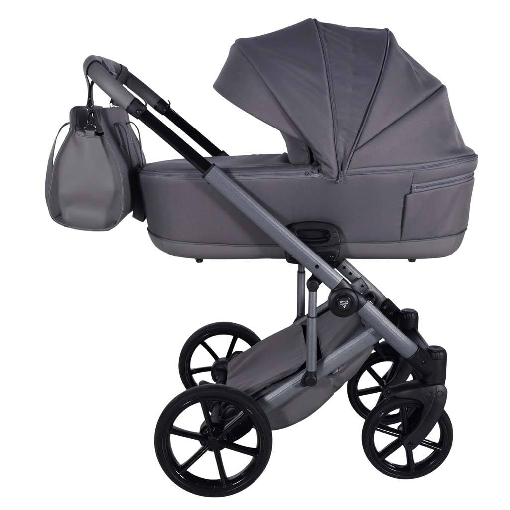 Gondola Junama 4w1 01 Grey z dużym daszkiem przeciwsłonecznym.