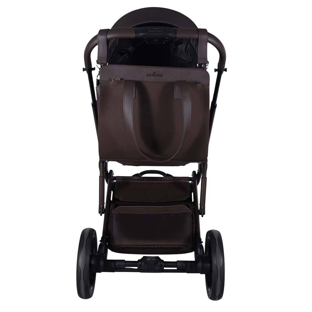 Stelaż Junama Termo Ellegante Chocolate z stabilnymi kołami i torbą – widok z przodu