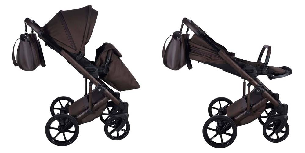 Regulacja oparcia spacerówki Junama Termo Ellegante Chocolate – od siedzącej do leżącej