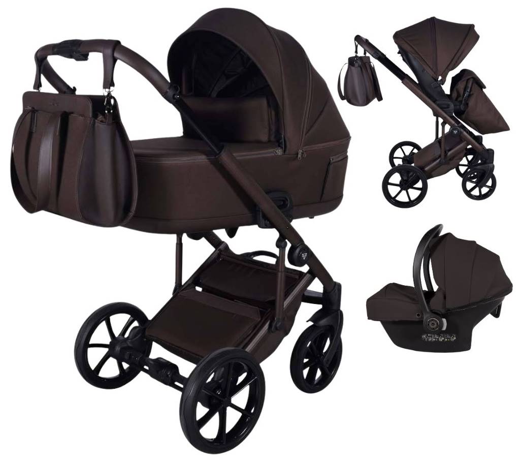 Wózek 3w1 -Junama Termo Ellegante 05 - wózek z głęboką gondolą, torbą, siedziskiem spacerowym oraz fotelikiem samochodowym w zestawie