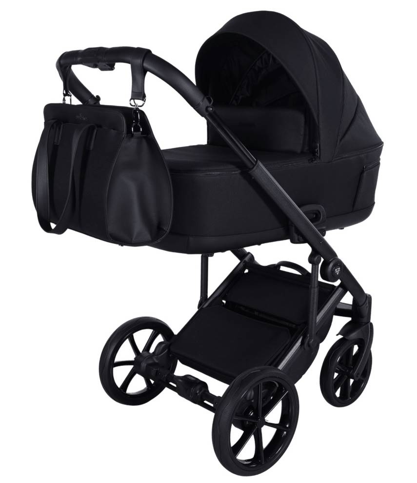 Wózek 3w1 Junama 04 Black gondola EPP i stelaż widok frontalny studio