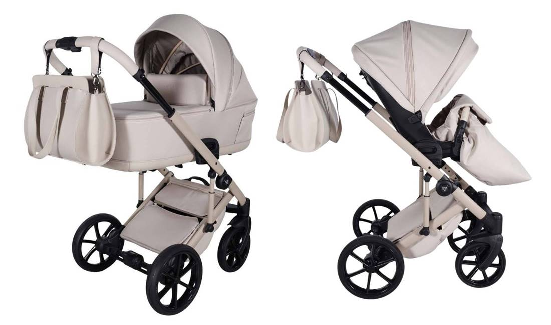 Junama Termo Ellegante w zestawie 2w1 z gondolą i spacerówką - kolor beżowy