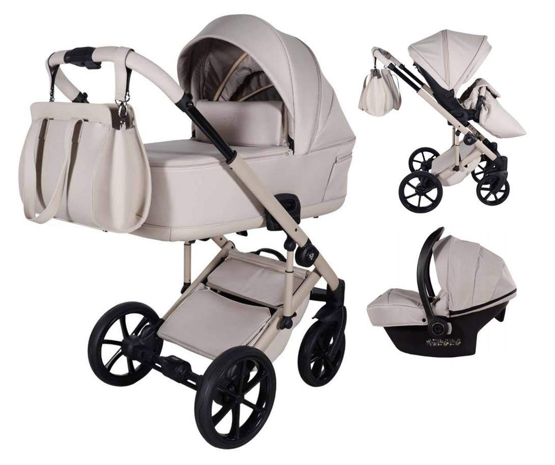 Junama Termo Ellegante w zestawie 3w1 - gondola, spacerówka i fotelik kolor 02 bezowy