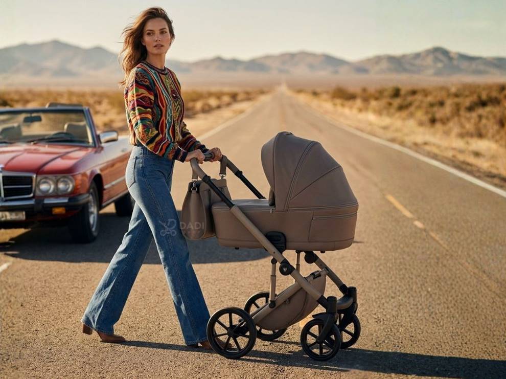 Luksusowy wózek dla niemowlaka w kolorze cappucino taupe - Junama Termo Elegante