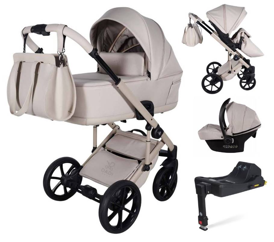 Junama 4w1 Light Beige – zestaw wózka dziecięcego premium w studio.