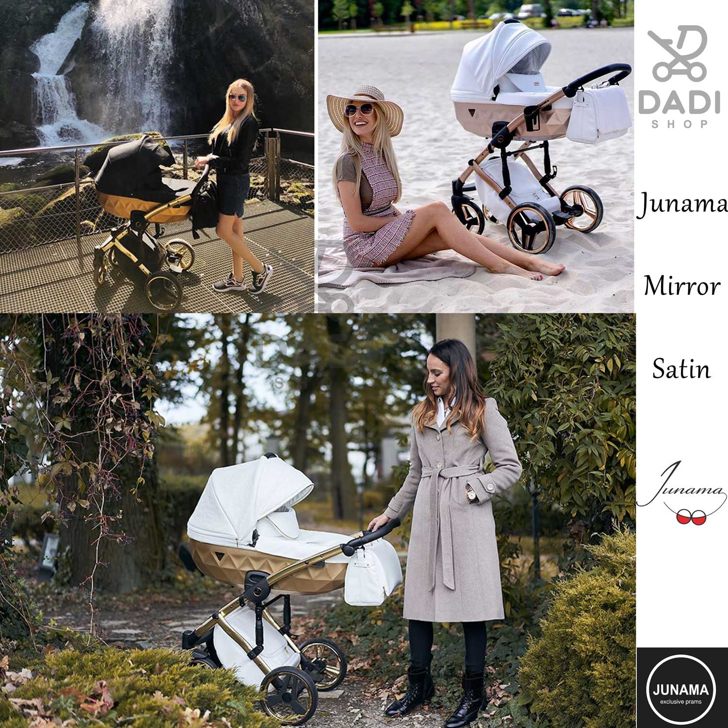 piękny wygodny wózek dziecięcy Junama Mirror Satin wieolofunkcyjny wózek Dadi Shop