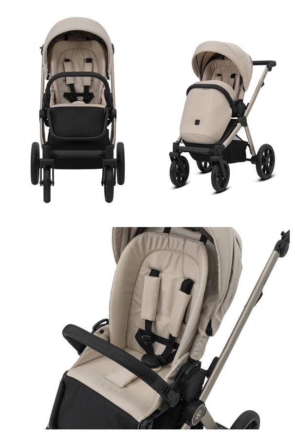 Wygodna spacerówka w wózku Kunert Brav 3w1 z 5-punktowymi pasami i pokrowcem na nóżki