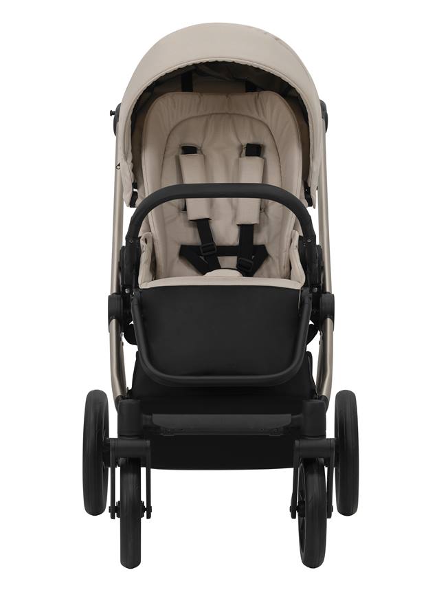 Przód spacerówki wózka Kunert BRAV z barierką zabezpieczającą – bezpieczeństwo maluszka.