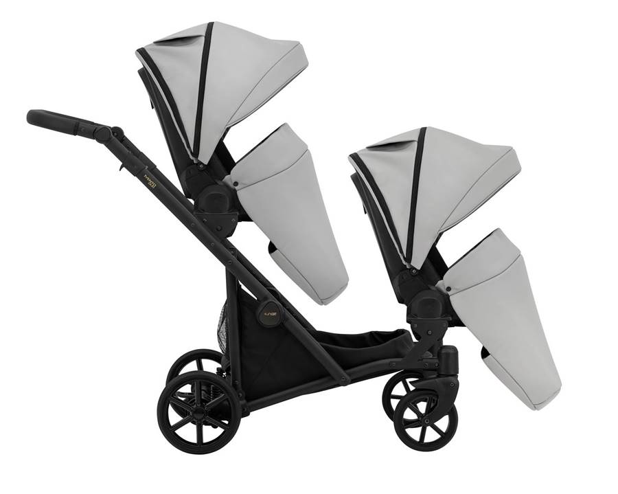 dwie spacerówki na jednym stelażu wózek ivento duo - Kunert Baby  - wózek bliźniaczy 2w1 06 eco dove grey