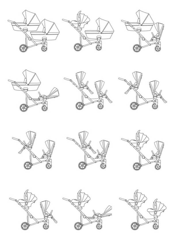 Różne konfiguracje w wózku bliźniaczym Kunert Ivento Duo