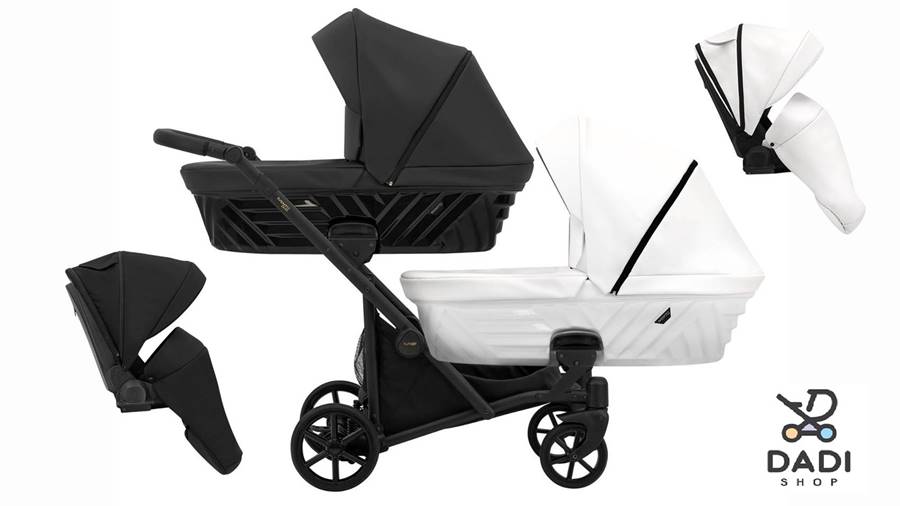 Personalizacja koloru elementów w wózku bliźniaczym Ivento Duo - wariant czarno biały